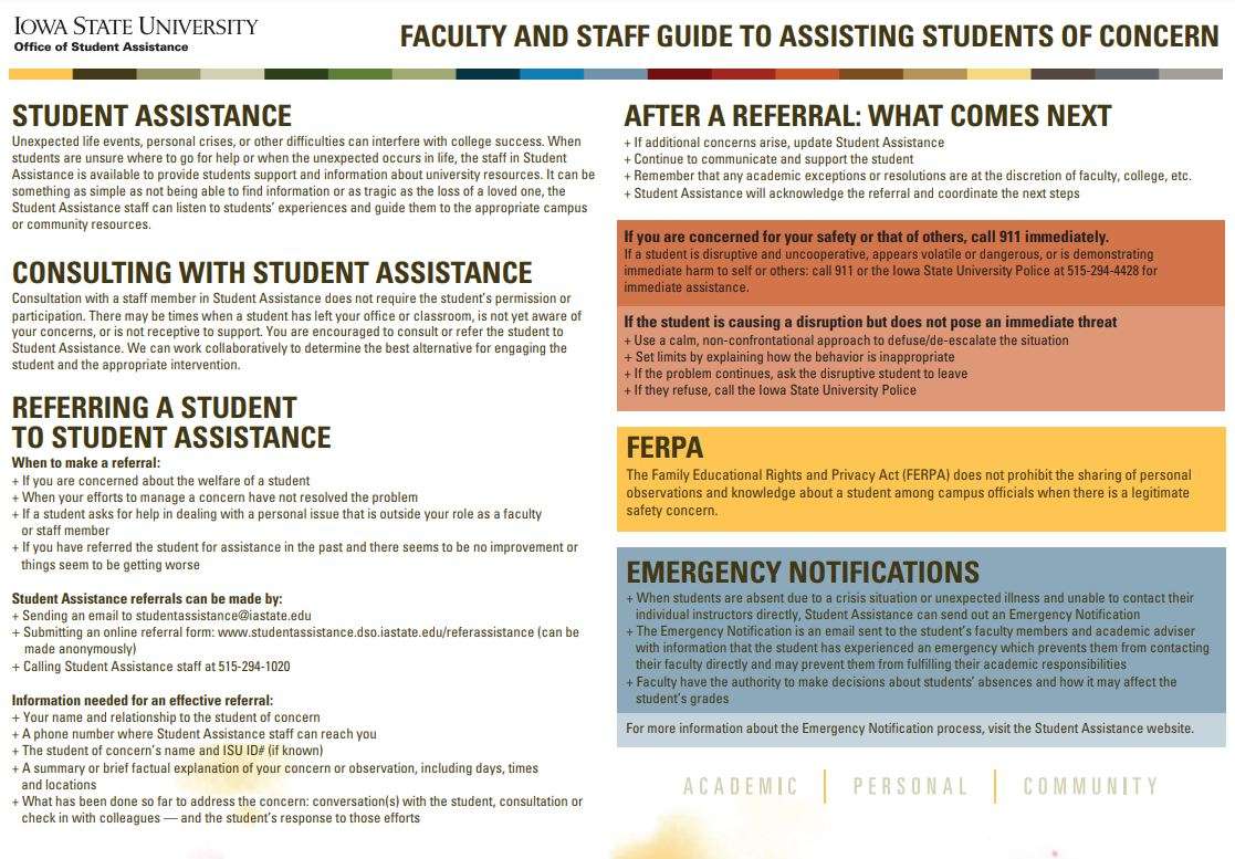 Sharing with faculty and staff how to refer a student to Student Assistance